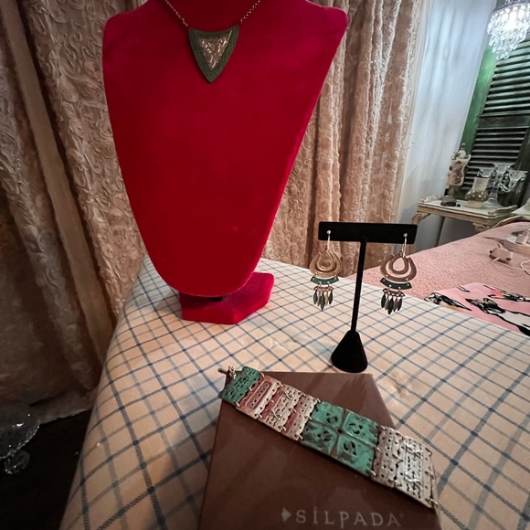 Silpada SS Brass Neclace, Earrings , Bracelet - Picture 9 of 9